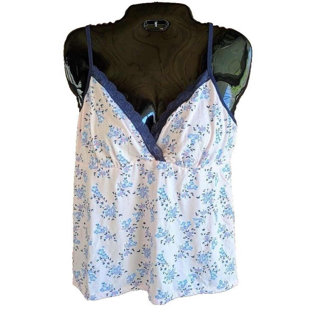 Womens Top Babydoll Sz S Y2K Style Camisole Silky Luxurious Coquette Dainty Lace